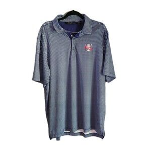 Bobby Jones Performance Golf Polo Shirt Men's Navy White Gingham Print Sz XL